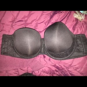Torrid plus size strapless bra 48B black lace push